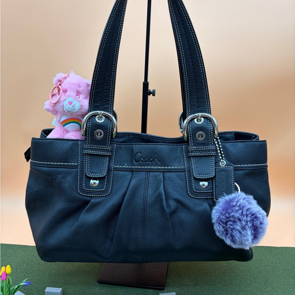 Coach Black Leather Hampton Shoulder Bag